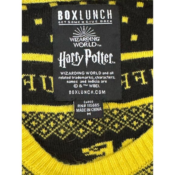 Harry Potter Hufflepuff Ugly Holiday Sweater - BoxLunch Exclusive MENS Sz Med - Picture 4 of 7